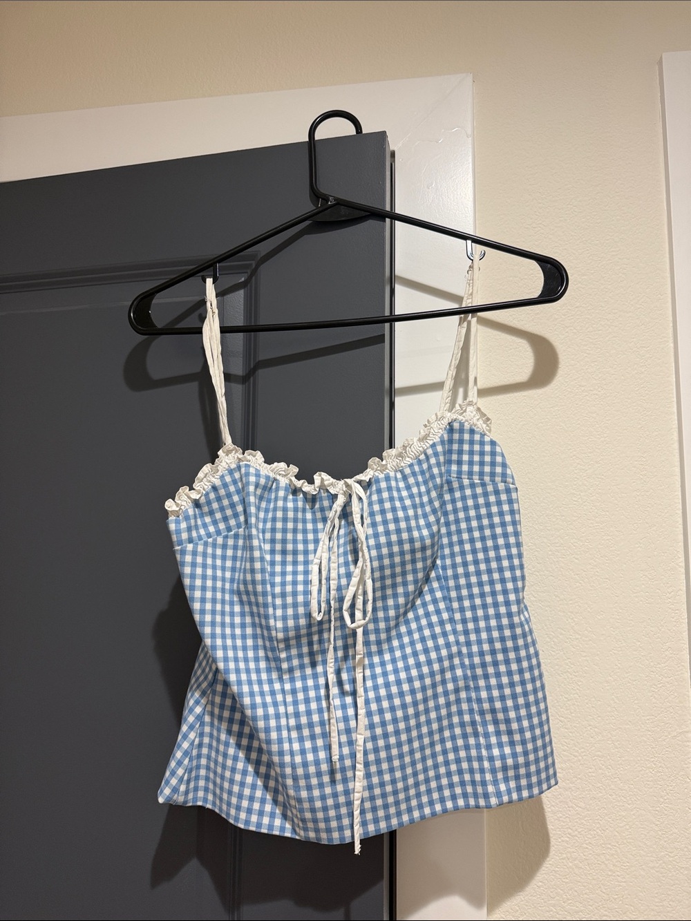 Blue Gingham Lace-Trim Top - Picture 2 of 2